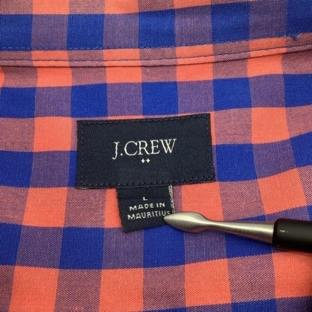 J Crew Mens‎ Long Sleeve Button Up Shirt Pink & Blue Checkered Sz Large.